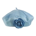 thumbnail image 4 of Boina de mujer, sombrero de moda para fiestas de primavera, viajes, festivales, tocados y disfraces. Azul vaquero claro, 4 of 9