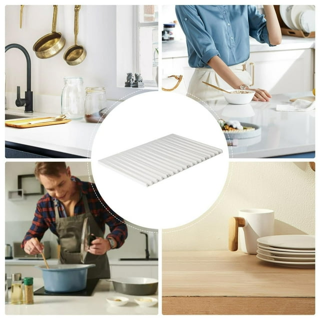 Birdeem Foldable Kitchen Drying Mat,Silicone Drainer Rack with Hangable Design and Ventilation,Multi-Use Counter Pad for Dishes and Food