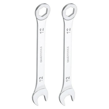 Uxcell 12mm 6-Point Thin Combination Wrench Double Ended Box and Open End Chromes Plated Steel, Silver 2Pcs