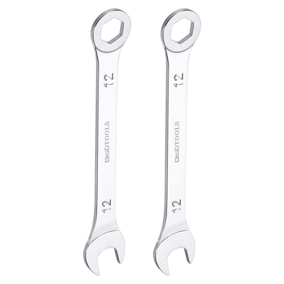 Unique Bargains 12mm 6-Point Thin Combination Wrench Double Ended Box and Open End Chromes Plated Steel, Silver 2Pcs