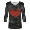 thumbnail image 6 of JTZGDY Plus Size Valentines Day Tops for Women Funny Love Heart Pattern Print 3/4 Length Sleeve Crewneck Graphic Holiday T-Shirts Trendy Oversized Dressy Casual Tunic Blouse Multicolor#09 XXXL, 6 of 6