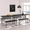 thumbnail image 4 of VECELO 3-Piece Folding Table Set wtih 2 Benches, Indoor Outdoor 4ft Plastic Utility Foldable Table with Hanging Bag, Easy to Assemble, Black, 4 of 10