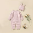 thumbnail image 3 of UAMVSH Baby Sweater Clothes Sets Knitted Newborn Infant Rompers with Hat Comfy Long Sleeve Button Rompers Toddler Boy Girl Outfits(6-9 Months,Pink), 3 of 3