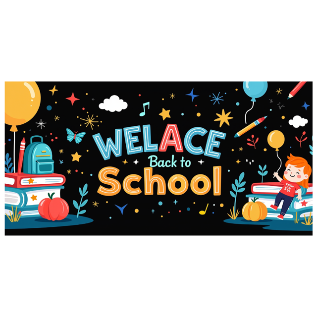 Welcome Back to School Educational Backdrop with Books and School Bus Banner Classroom Decorations Party Supplies Photo Prop