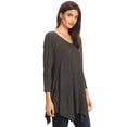 thumbnail image 2 of Women's Solid Casual Basic V-Neck 3/4 Sleeve Swing Tunic Dress Tops, 2 of 4