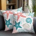 thumbnail image 2 of Decorative Throw Pillow Covers 20x20 Inch Set of 2 Teal Starfish Home Decor Pillow Cases for Couch, Marine Life Ocean Coastal Coral Cushion Case for Living Room Bedroom Bed Car Chair, 2 of 9