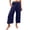 Dark Blue, variant on Women's Cotton Linen Wide Leg Pants, Thin High Waist Cropped Trousers with Side Tie Detail, Retro Artistic Casual Pants for Summer Travel, Office Commute, and Boho Style Outfits-Dark Blue