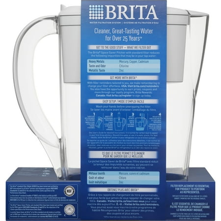 Brita Space Saver Water Filter Pitcher, 6 Cup - White