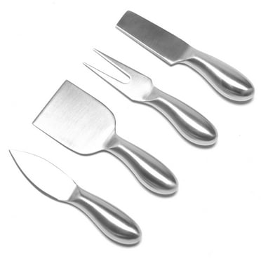 Duslogis 4 Pcs Stainless Steel Cheese Knife Set Cheese Slicer Cheese Cutter Flat Cheese Knife, Narrow Plane Knife, Spade Cheese Knife, Cheese Fork
