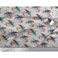 thumbnail image 3 of Soimoi Gray Moss Georgette Fabric Leaves,Floral & American Robin Bird Print Fabric by Yard 42 Inch Wide, 3 of 3