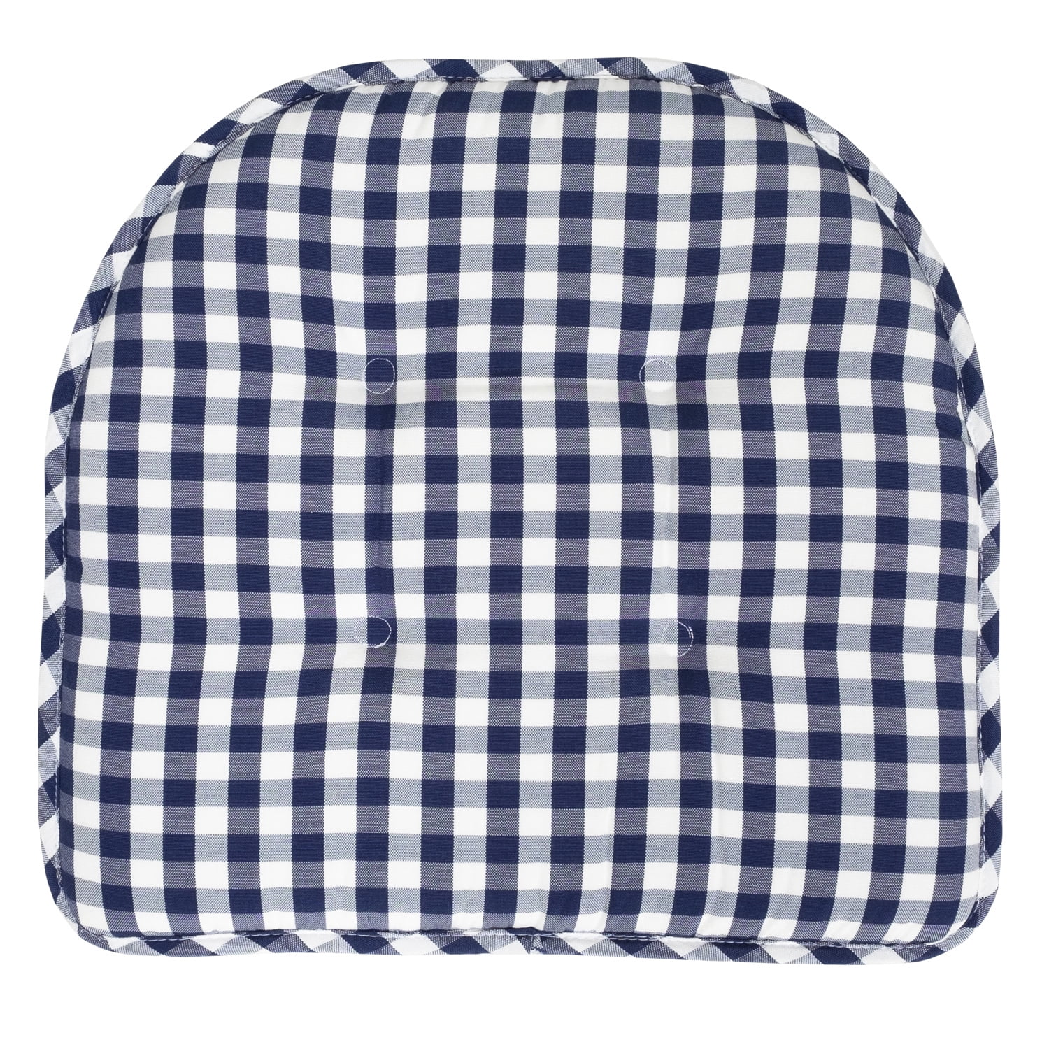 Checkered Memory Foam U-Shape Non-Slip Chair Cushion Pad 6 Pack - Navy/White