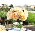 thumbnail image 3 of Enova Home Artificial Rose and Hydrangea Silk Flowers Arrangement in Clear Glass Vase with Faux Water (Blush), 3 of 5