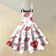 thumbnail image 5 of Valentine's Day Dress for Women Sleeveless Spaghetti A Line Strap Dresses Print Casual Scoop Neck Midi Summer Sundress Watermelon Red XL, 5 of 6
