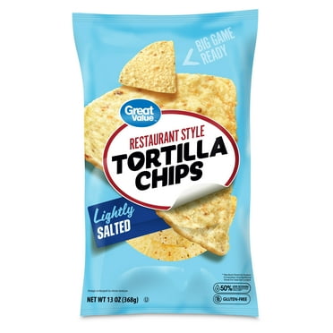 Great Value Restaurant Style Lightly Salted White Corn Tortilla Chips, 13 oz Bag