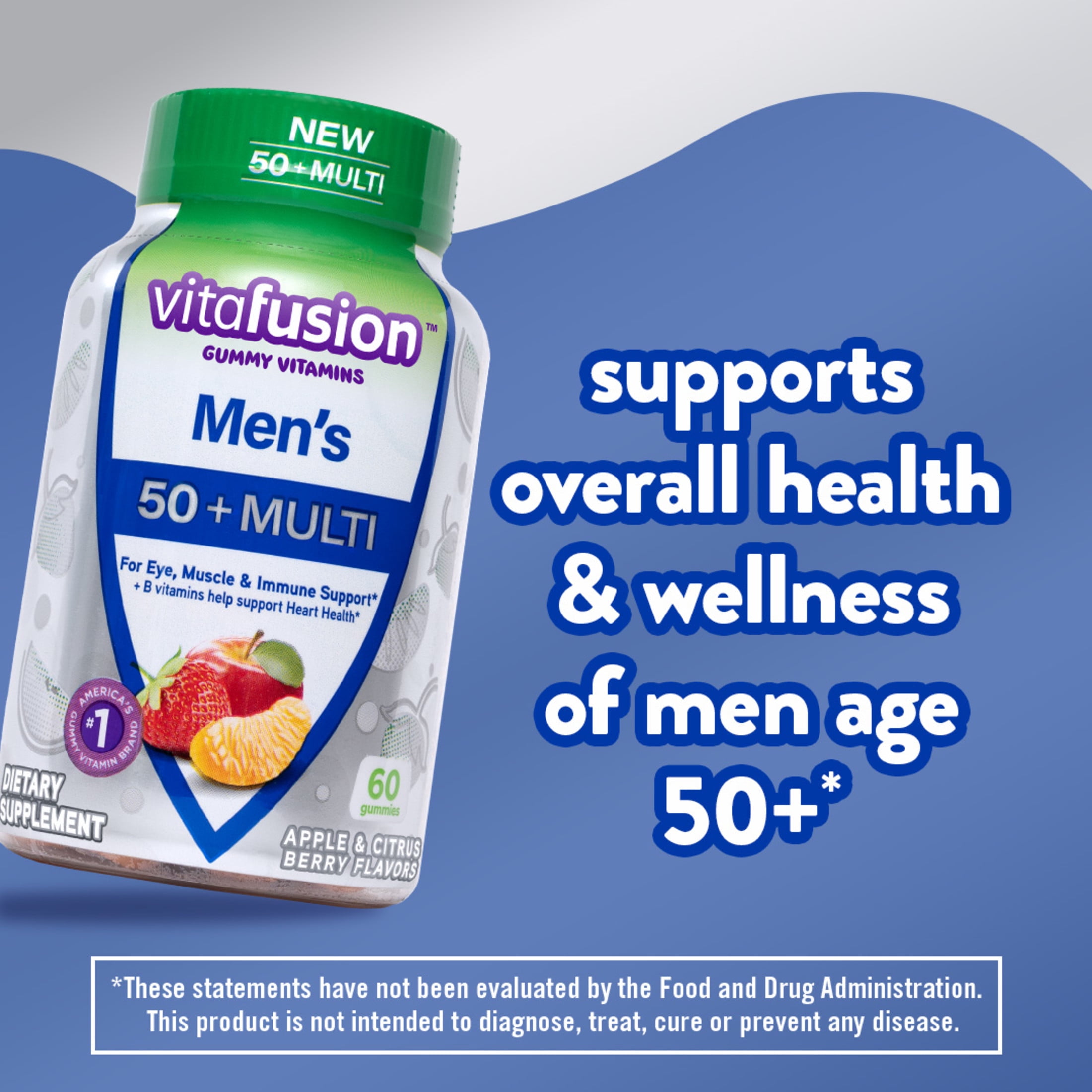 vitafusion Men's 50+ Daily Multivitamin, Gummy Vitamins, 60 Ct