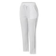 thumbnail image 2 of Liacowi Women Juniors Capris Pants Lace Hollow Out Drawstring Elastic Waist Loose Trousers Summer Casual Sweatpants Straight Bottoms, 2 of 6