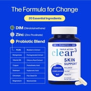 Clear Skin Supplement with Zinc, DIM & Probiotics, 3-in-1 Formula with Hyaluronic Acid, Niacinamide & Vitamins, Dietary Supplement, 120 Capsules