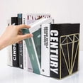 thumbnail image 3 of Bookends Metal Gold Bookcase Collection - 3d Stereo Diamond Design, Ideal For Organizing Books, Magazines, Cds, Etc. For Home Office Decoration (gold), 3 of 5