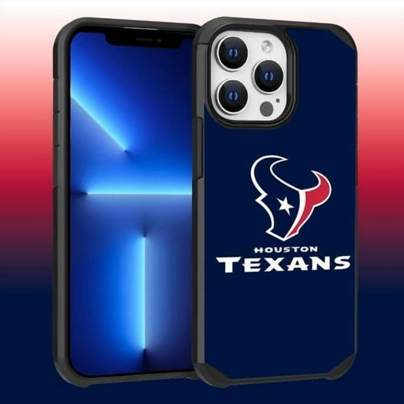 Apple iPhone 13 Pro Max (6.7) - NFL Licensed Houston Texans Team Logo on Blue Textured Dual Layer Case