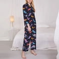 thumbnail image 3 of Goofa Cartoon Dinosaur Printed Women’s 2 Piece Pajama Set Super,Pajamas Women's Long Sleeve Sleepwear Soft Button Down Loungewear Pjs Lounge Set Nightwear-Small, 3 of 9