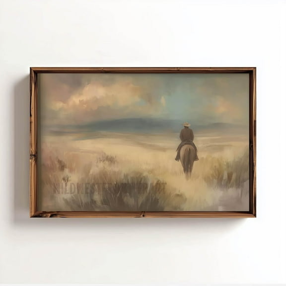 Vintage Western Cowboys Poster, Rustic Southwest Landscape Art Home Decor #3125, Unframed Poster Size 8x12