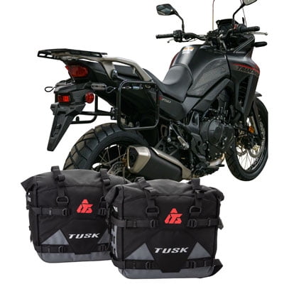 Tusk Pannier Racks with Tusk Pilot Pannier Bags Black/Grey