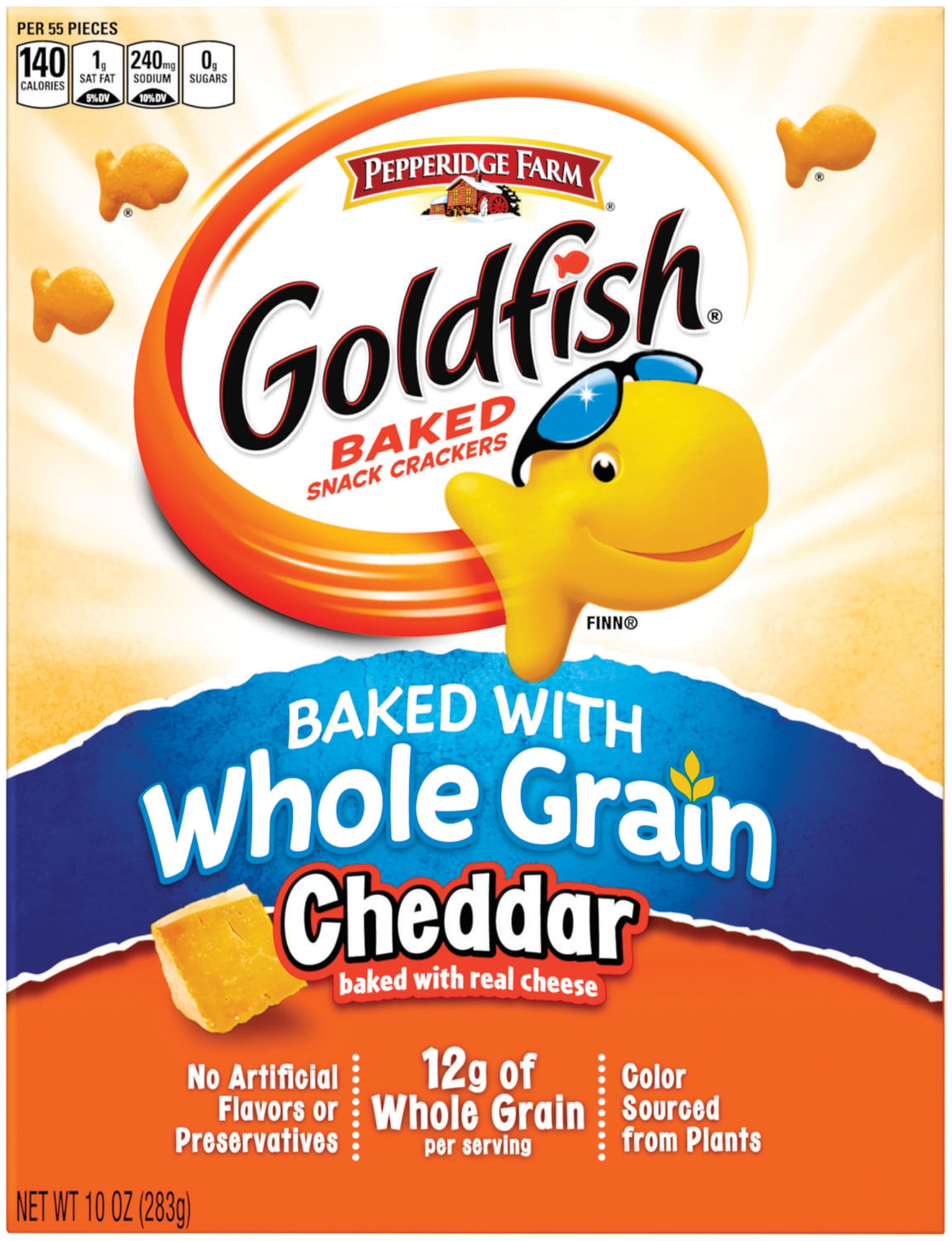 Pepperidge Farm Goldfish Baked With Whole Grain Cheddar Crackers 10 Oz Box Walmart Com