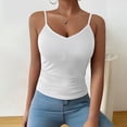 thumbnail image 4 of QASIEATN Women's Solid Color V Neck Tank Tops with Built in Bra Casual Camisole Summer Clothing Vest for Women, 4 of 6