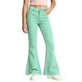 thumbnail image 3 of QIUOMBBP Mint Green Girls' Uniform Flare Leg Pants Kids Solid Color Bootcut Dress Pants School Uniform Slacks with Pockets, 3 of 8