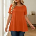 thumbnail image 4 of ClodeEU Plus Size Women's Round Neck Short Sleeve Tunic Top,Casual Loose A Line Flared Hem Solid Swing Blouse ,Women's Plus XXXL, 4 of 6