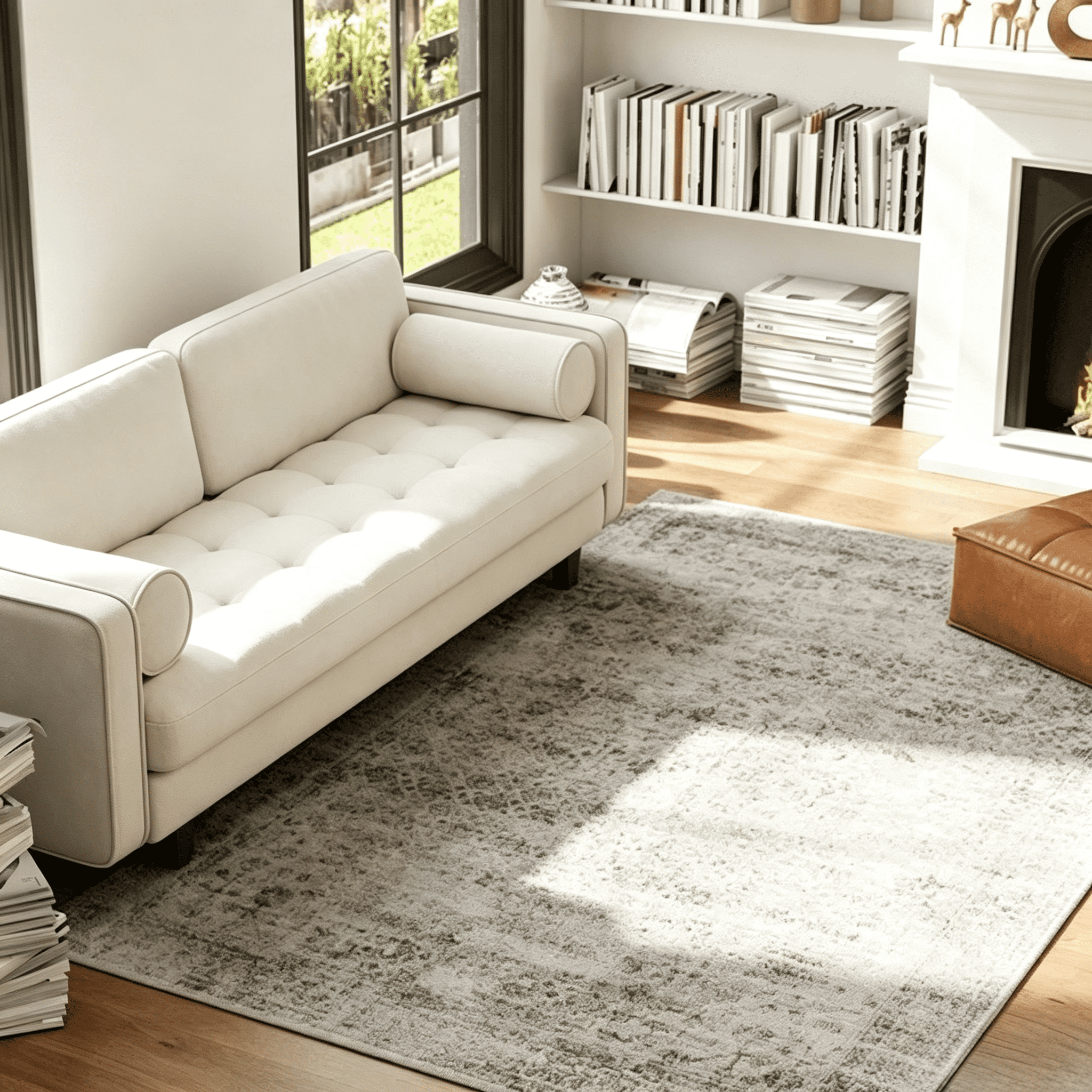 Area Rug 83.9"x59.8" Chenille Soft Non-Slip TPR Backing Machine Washable Rug for Living Room Bedroom