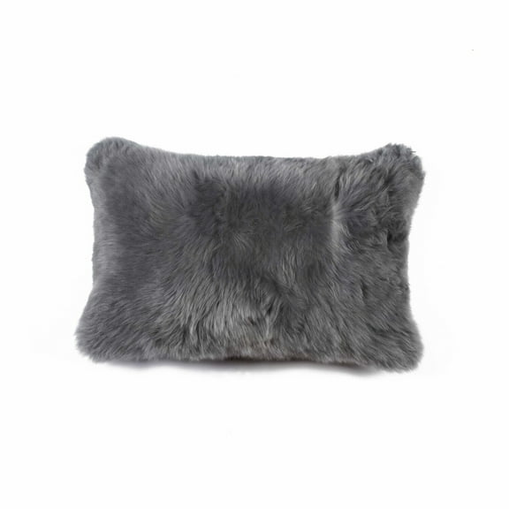 12" x 20" x 5" Gray Sheepskin  Pillow
