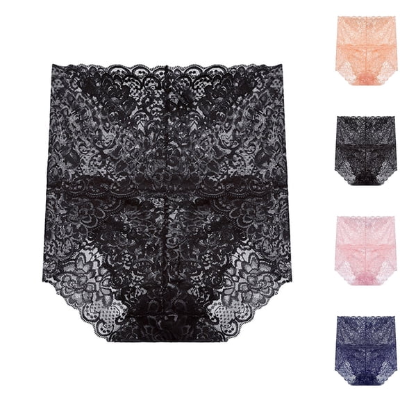 Paiwinds Lightweight Breathable Mesh Women's Pants Lace Design Comfortable Crotch Ladies Underwear Panties 4 Pack Alluring Style (M-3XL)