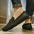 thumbnail image 6 of Spring Summer New Men's Casual Hollow Loafers Slip On Breathable Mesh Leather Flats Boat Shoes Driving Shoes Moccasins, 6 of 13