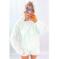 thumbnail image 3 of Light Grey Girly Bow Embroidered Puff Sleeve Pullover 2-Piece Short Set for Women - [ZhiHiMeRi] | L, 3 of 12