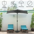 thumbnail image 3 of Pure Garden 9ft Half Umbrella for Balcony, Porch, or Deck, Gray, 3 of 9