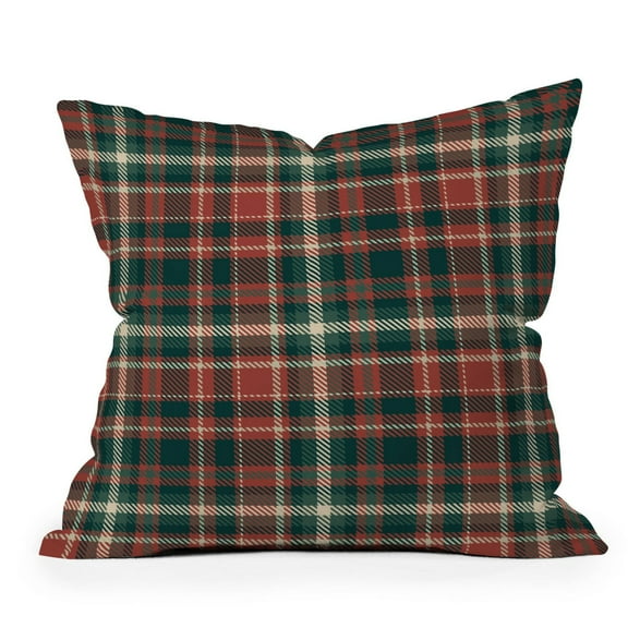 16"x16" Avenie Vintage Christmas Plaid Square Throw Pillow Red