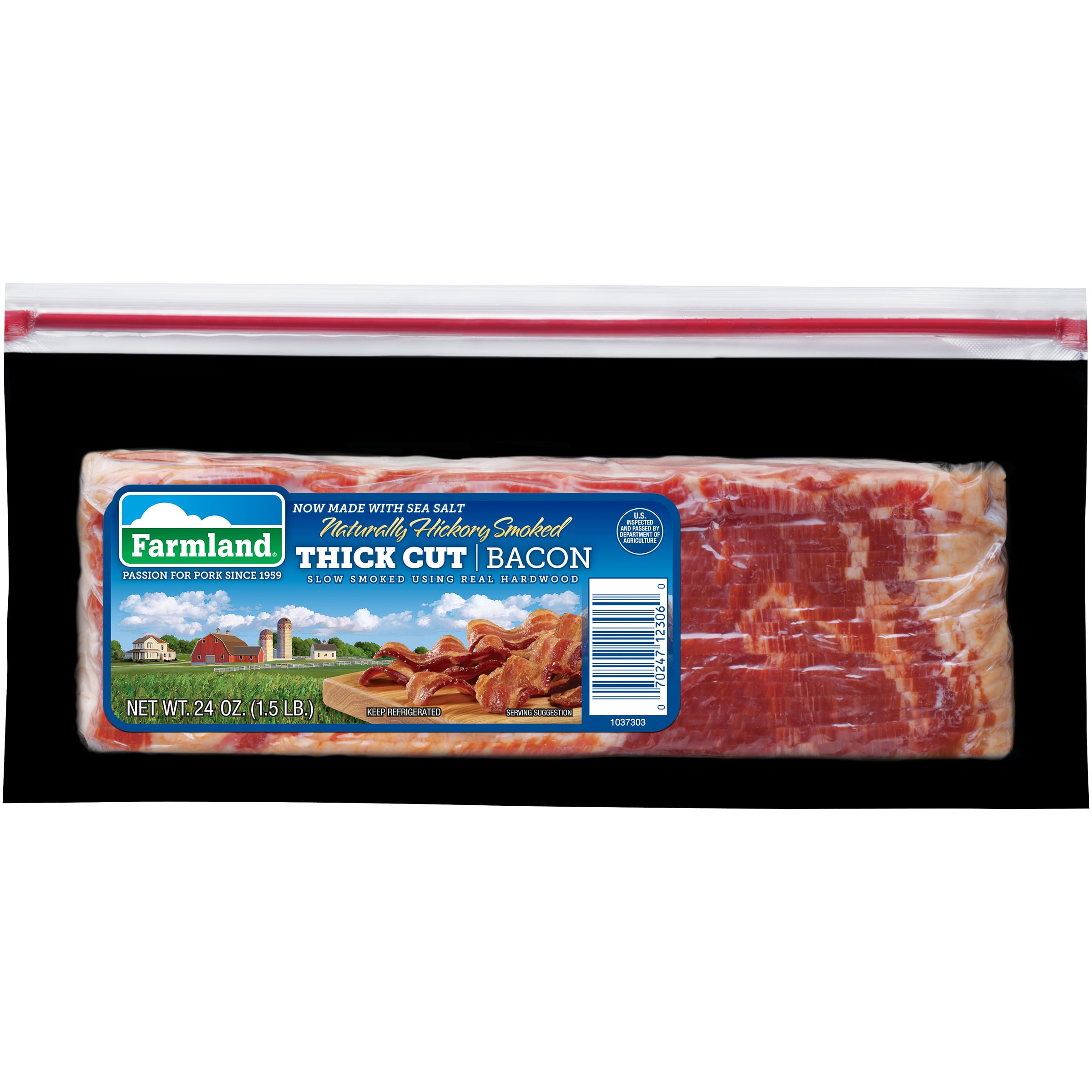 Farmland Naturally Hickory Smoked Thick Cut Bacon 24 oz. Package by Farmland Foods