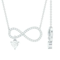 Rosec Jewels Lab Diamond Infinity Necklace and Heart Charm (5 mm - 1/2 Ct - EF-VS Grade) - Anniversary Day Gift, 925 Sterling Silver