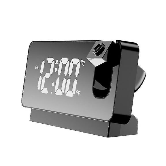 Projection Alarm Clock For Bedroom, Digital Alarm Clock Radio  Dimmer And  Usb Charging Ports, 180 Rotable Projector, Dual Alarm, Snooze