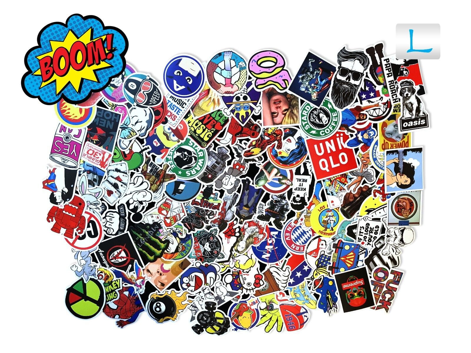 Lot 100 Random Vinyl Laptop Skateboard Stickers bomb Luggage Decals Dope  Sticker