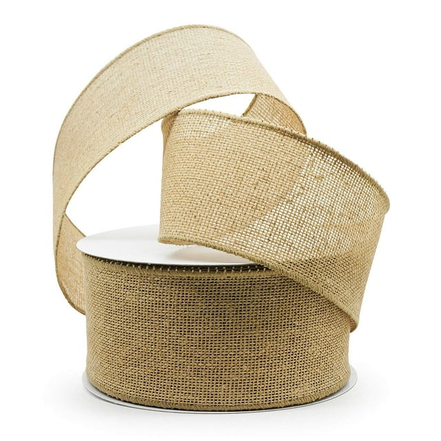 Cinta decorativa CT CRAFT LLC, con alambre de arpillera, 7,5 cm x 18 m, color natural