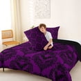 thumbnail image 4 of Homewish Purple Damask Flower Queen Comforter Set,Vintage Halloween Bat Comforter Sets Queen,Purple Black,Black Reversible,3-Piece,1 Comforter and 2 Pillowcases, 4 of 7