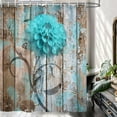 thumbnail image 3 of Rustic Flower Shower Curtain, Teal Floral Dahlia Barn Wood Farmhouse Shower Curtain Set, Country Turquoise Blue Brown Extra Long Fabric Shower Curtain with Hooks, Boho Bathroom Curtain, 69x84inches, 3 of 6