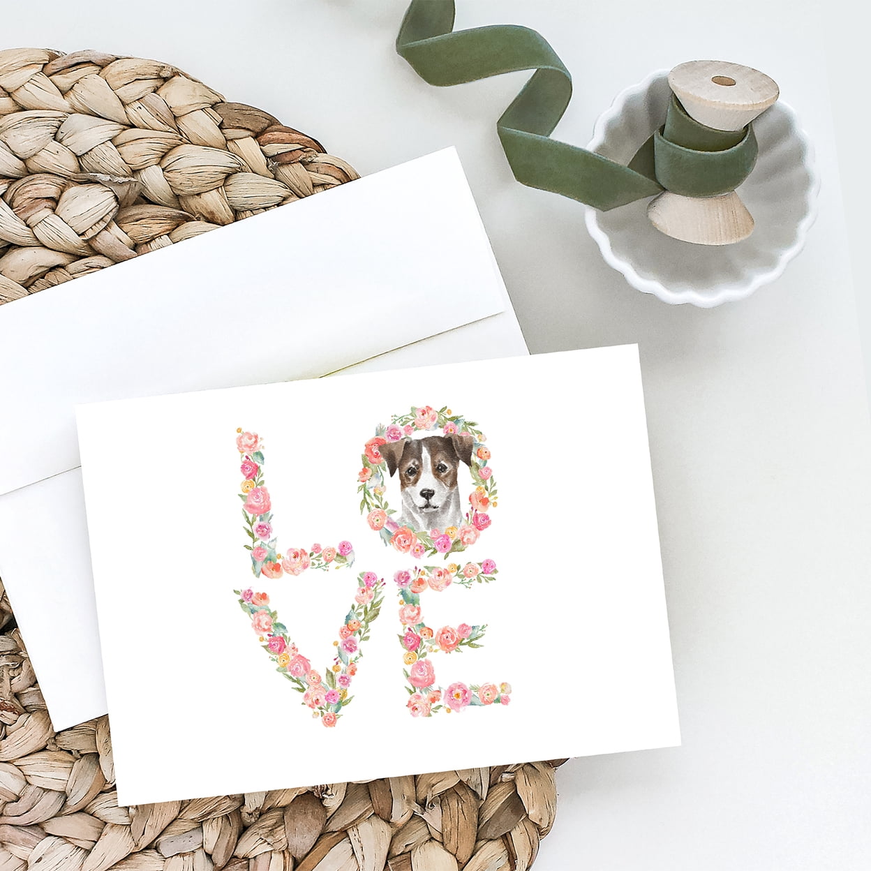Jack Russell Terrier #9 LOVE Greeting Cards and Envelopes Pack of 8 7 in x 5 in