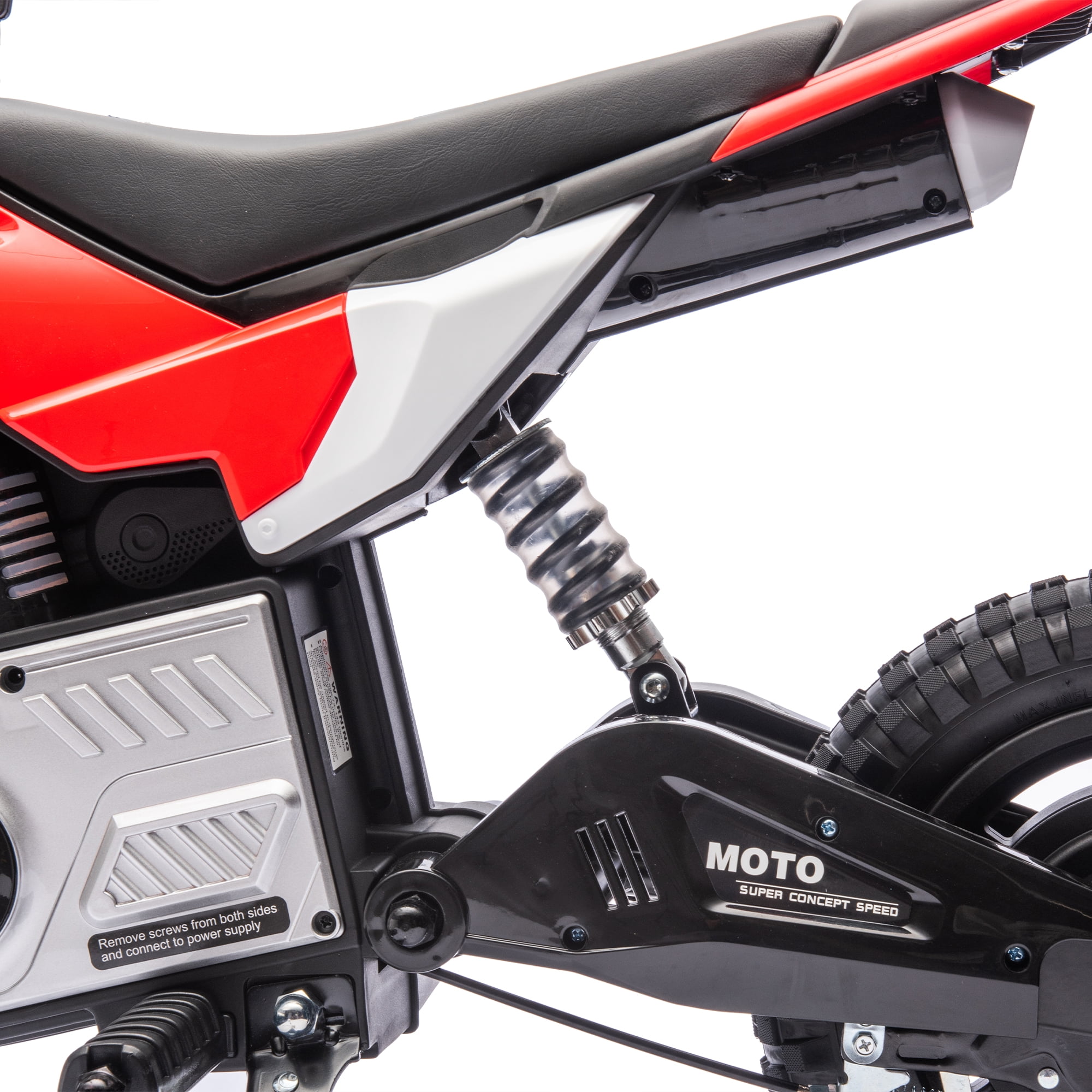 AJOOSOS 24V Kids Electric Dirt Bike, 200W Ride On Motocross Motorcycle for Kids Ages 5-12, 9 mph Max Speed, Bluetooth & Music, Red