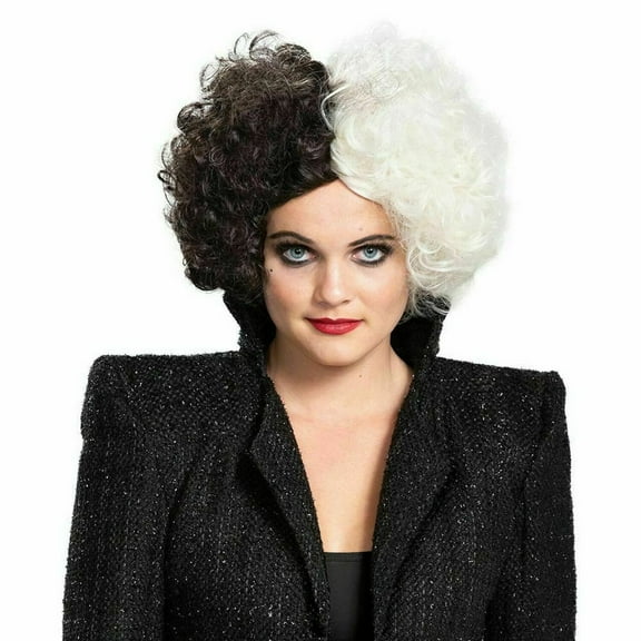 Disguise Cruella Live Action Dalmatians Villain Halloween Costume Wig, for Adult