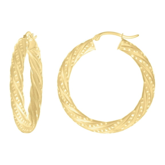 10k 10Kt Yellow Gold Womens Diamond-cut Spotted Patterned Fancy Hoop Earrings 5mm-38