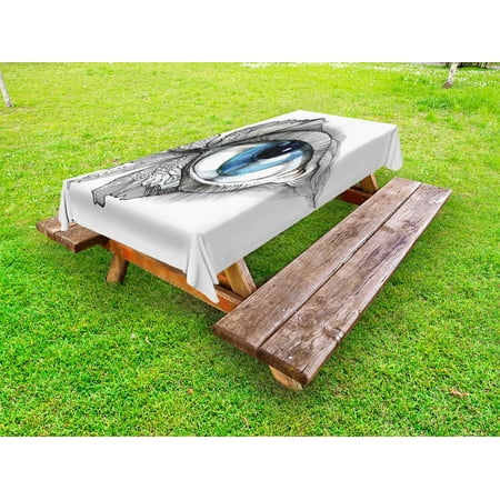 

Eye Outdoor Tablecloth Abstract Human Eye with Butterfly Eyelashes Painting Style Dreamy Female Look Decorative Washable Fabric Picnic Tablecloth 58 X 120 Inches Black White Blue by Ambesonne