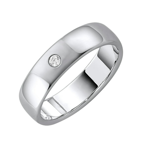 0.05 Carat Diamond Wedding Band Ring in 10K White Gold (Ring Size 10)